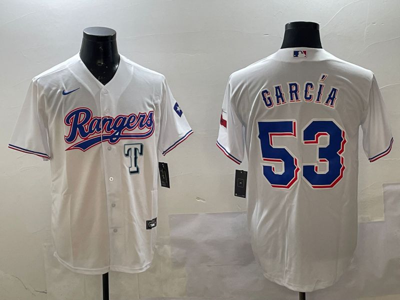 Men Texas Rangers 53 Garcia White Game 2025 Nike MLB Jersey style 5